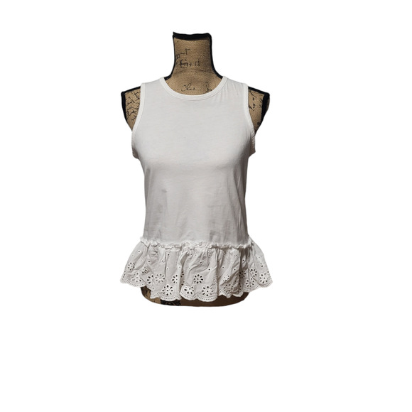 J. Crew Tops - J.Crew white peplum sleeveless crew neck top, size xs